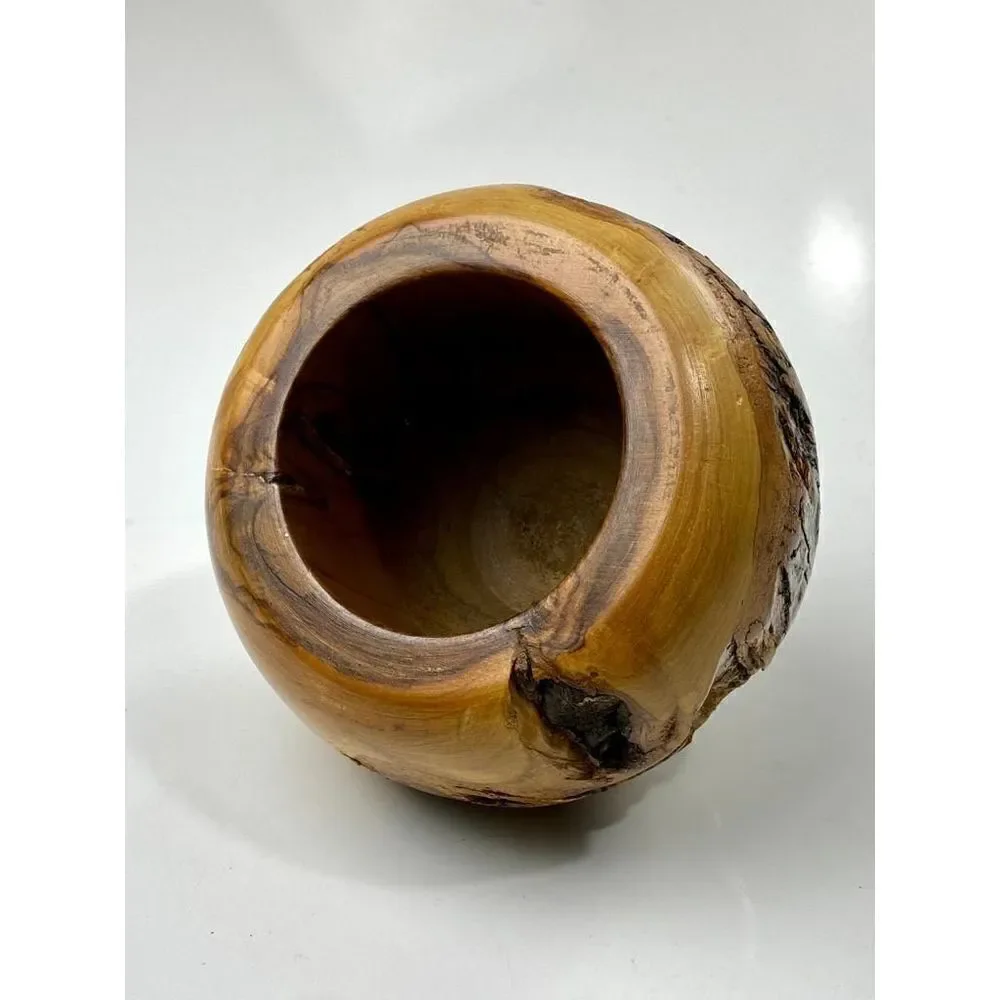 Vtg Walter Stahli Wood Carved Round Bowl Mid-Century Modern Rustic Switzerland D